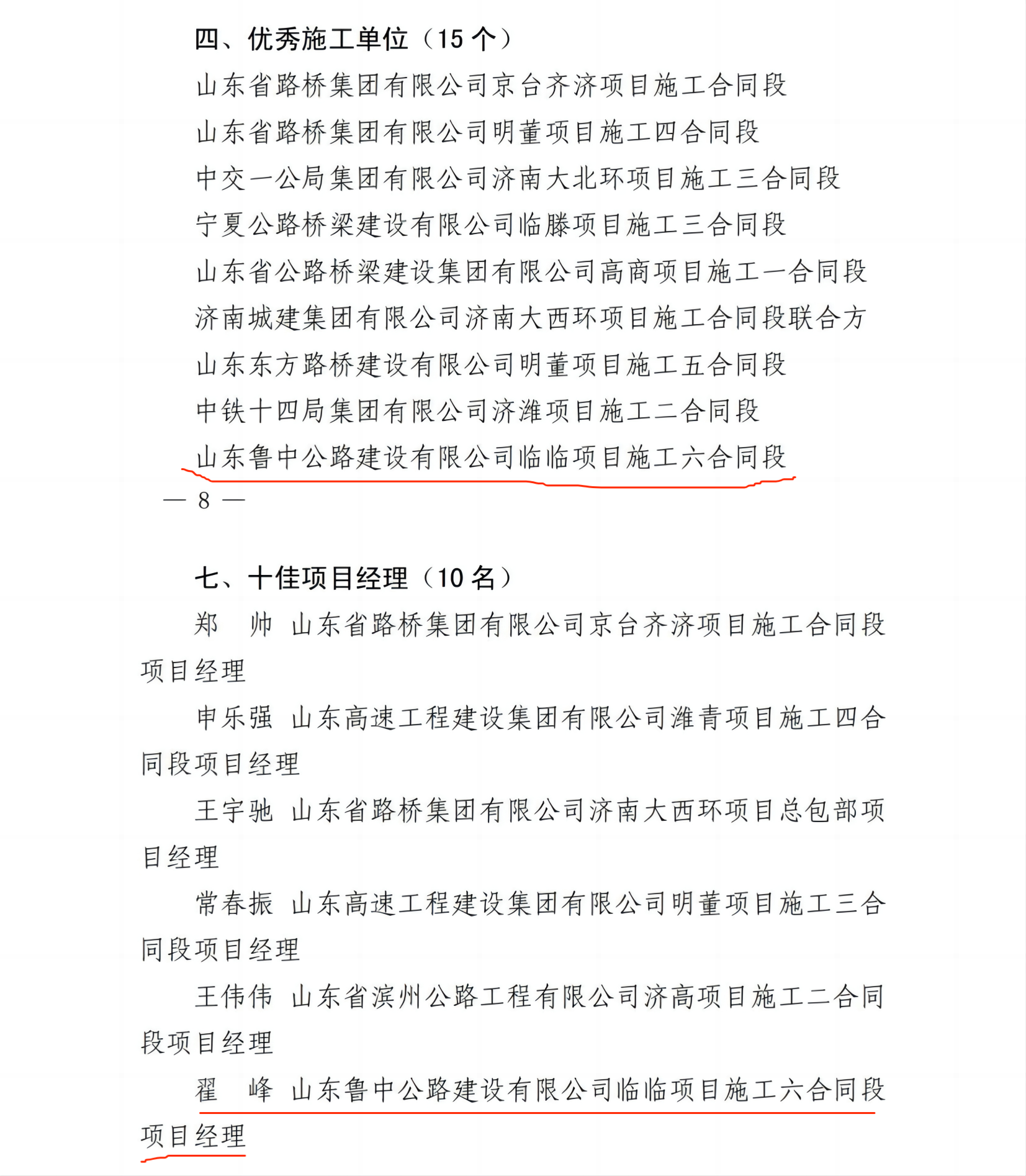 山東高速集團關(guān)于對 2022 年度勞動競賽暨工程建設(shè)優(yōu)秀單位、個人表彰